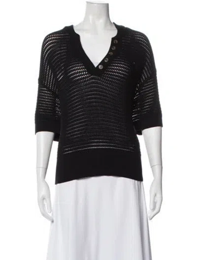 Pre-owned Varley V-neck Sweater In Black