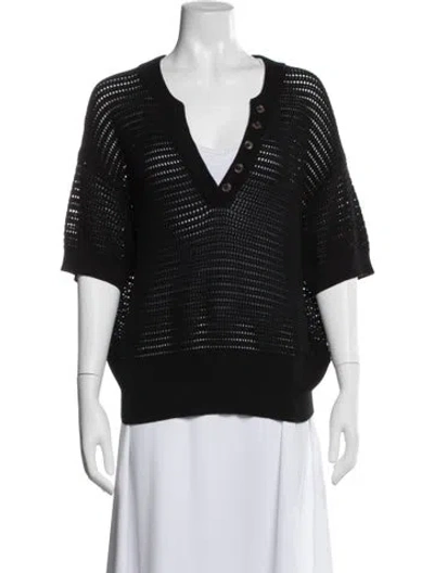 Pre-owned Varley V-neck Sweater In Black