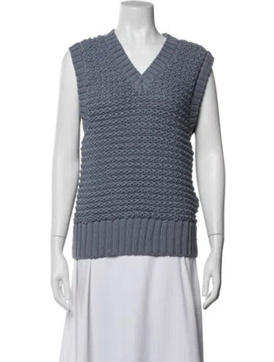 Pre-owned Varley V-neck Sweater In Blue/white