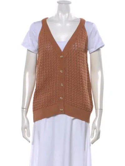 Pre-owned Varley V-neck Sweater In Brown