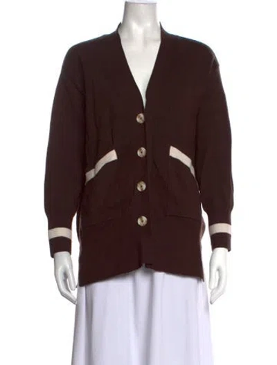 Pre-owned Varley V-neck Sweater In Brown