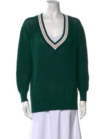 Pre-owned Varley V-neck Sweater In Green