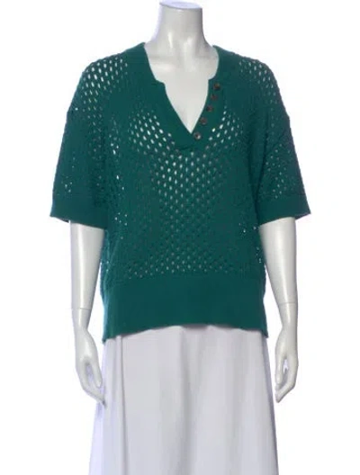 Pre-owned Varley V-neck Sweater In Green