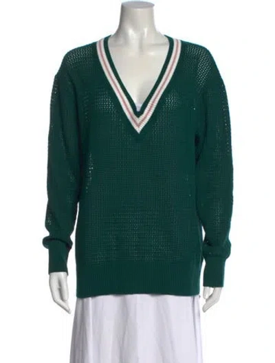Pre-owned Varley V-neck Sweater In Green
