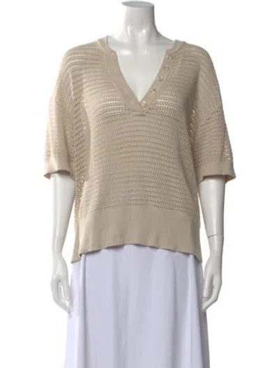 Pre-owned Varley V-neck Sweater In Neutral