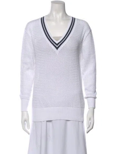 Pre-owned Varley V-neck Sweater In White