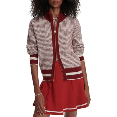 Varley Walter Knit Jacket In Red Dahlia/white