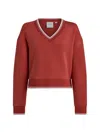 Varley Women's Blithe Doublesoft Striped-trim Sweatshirt In Red