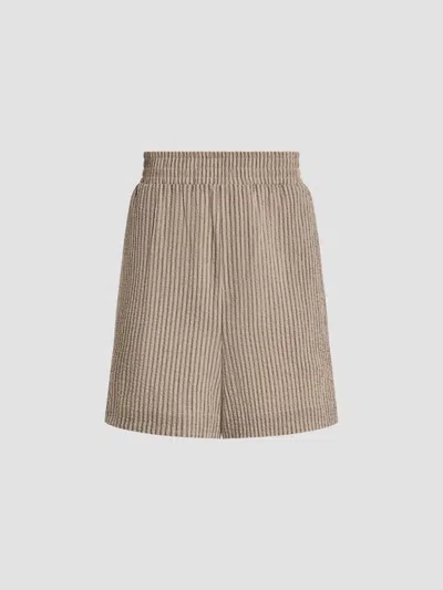 Varley Women's Darina Striped Stretch-cotton Seersucker Shorts