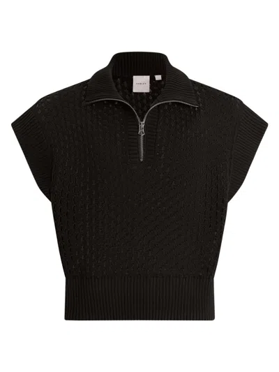 Varley Women's Gaines Open Cotton Quarter-zip Top In Black