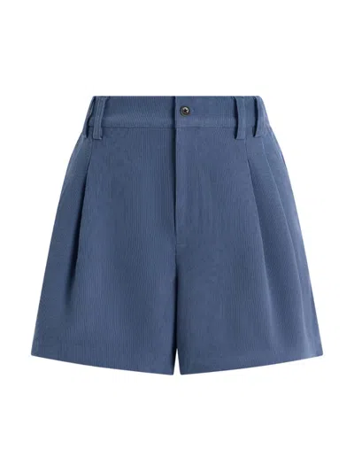 Varley Women's Jorden Pleated Corduroy High-rise Shorts In Blue
