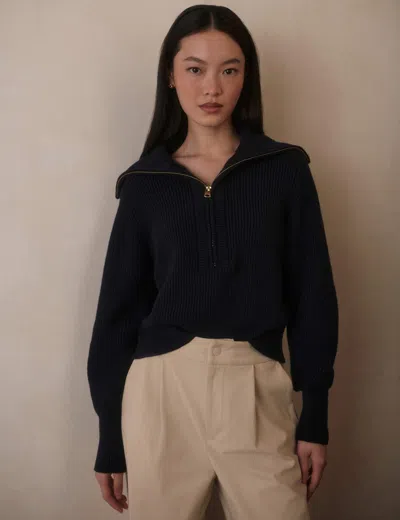 Varley Women's Maura Half-zip Rib Knit In Black