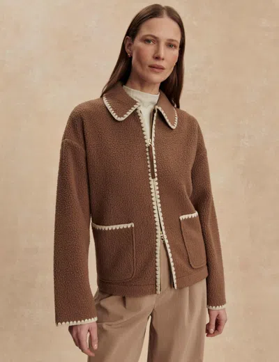 Varley Ruiko Zip-up Fleece Jacket In Brown
