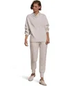 Varley Women's  Betsy Sweatshirt Ivory Marl Stretch Cowl Neck Pullover Red772 In White