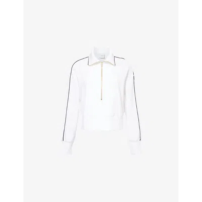 Varley Davenport Half-zip Cropped Sweatshirt In White