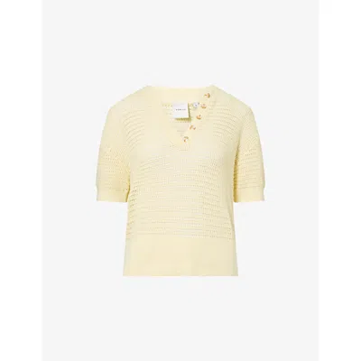 Varley Womens Anise Flower Callie Open-knit Cotton Top In Neutral