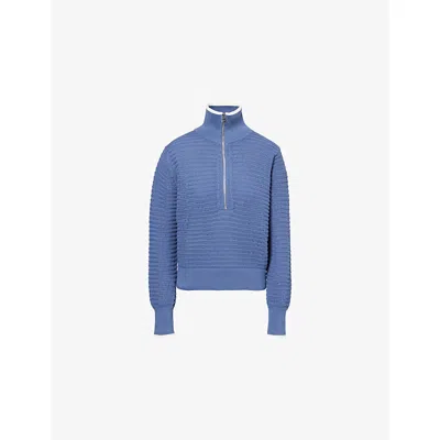 Varley Womens Bijou Blue Morwenna Half-zip Cotton Jumper Xs