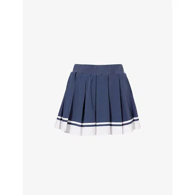 Varley Womens Blue Nights/white Mariam Pleated Stretch-woven Skort
