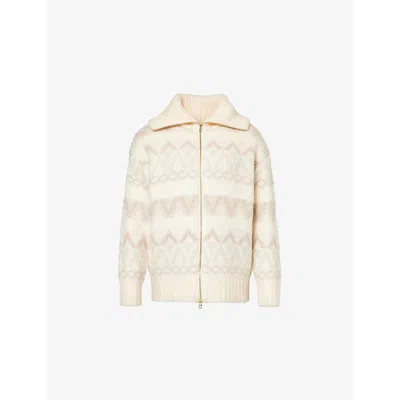 Varley Womens Brook Fairisle-pattern Knit Jacket Ivory Mountain Fairisle