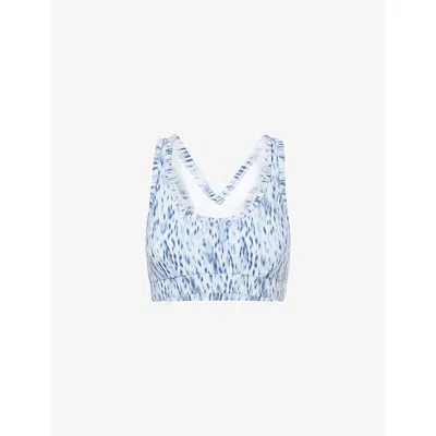 Varley Womens Chambray Leopard Move Selma Graphic-pattern Stretch-jersey Bra