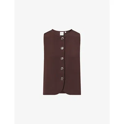 Varley Womens Coffee Bean Josie Button-through Stretch-woven Top In Brown