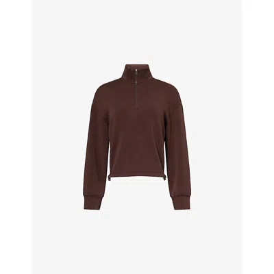Varley Womens Coffee Bean Sian Cropped Modal-jersey Sweatshirt In Brown