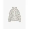 Varley Eugene Check Short Puffer Coat Jacket In Egret Mono Check