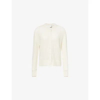 Varley Womens Egret Pembroke Pointelle-knit Cotton Cardigan In White