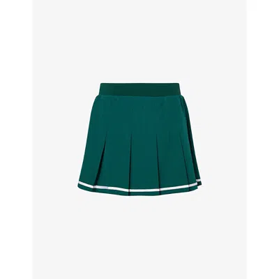 Varley Womens  Clarendon Pleated Stretch-woven Mini Skort In Forest/white