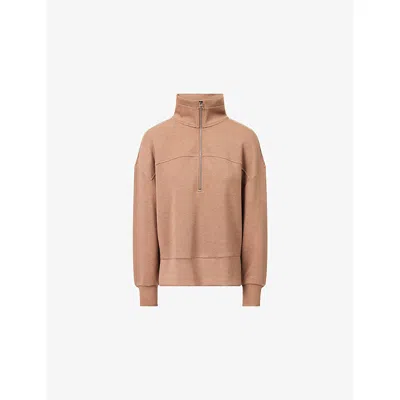 Varley Womens Golden Bronze Marl Kayleigh Half-zip Stretch-jersey Sweatshirt Xs In Brown