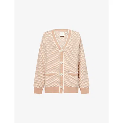 Varley Womens Light Taupe Tarran V-neck Cotton Cardigan In Pink