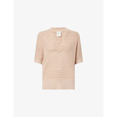 Varley Womens Moonlight Callie Open-knit Cotton Top In Pink