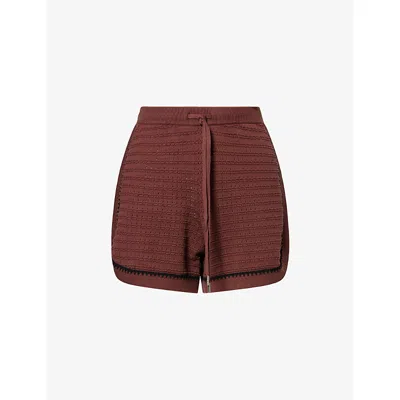 VARLEY WOMENS MORDEN COTTON-KNIT SHORTS IRONWOOD XS