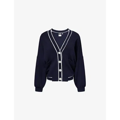Varley Womens Navy Decker Off-court Jersey Cardigan Xl In Blue