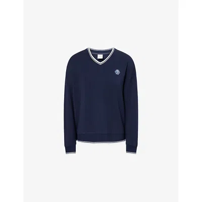Varley Womens Navy Iona Embroidered-logo Knitted Jumper Xs In Blue