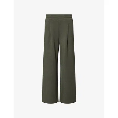 Varley Womens Olive Marl The Extra Wide-leg 29.5 Jersey Trousers Xs In Green