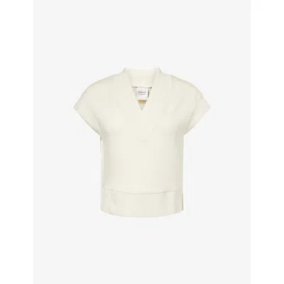 Varley Womens Pristine Gracee Doublesoft® V-neck Woven Top Xl In White