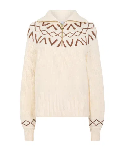 Varley Womens Sigrid Ribbed-knit Half-zip Sweater In Neutral