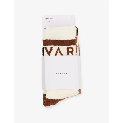 Varley Womens Spencer Pack Of Three Stretch-woven Socks Egret/chanterelle/blk In Multi
