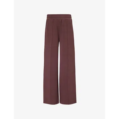 Varley Womens The Wide Leg 28 High-rise Stretch-jersey Trousers Deep Mahogany In Deep Mahogany