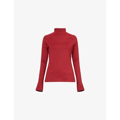 Varley Womens Red Dahlia Marl Always Warm Mock-neck Baselayer Stretch-woven Top