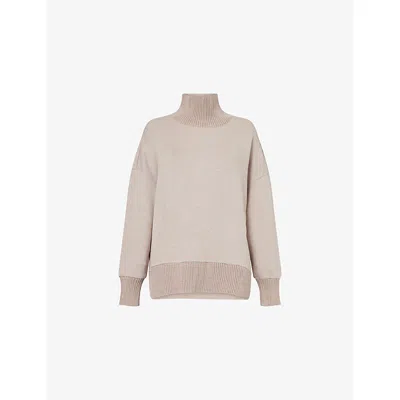 Varley Womens Taupe Marl Barker High-neck Stretch-woven Sweatshirt Xl In Brown