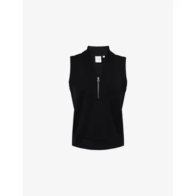 Varley Womens Black Beau Sleeveless Stretch-jersey Sweatshirt Xs