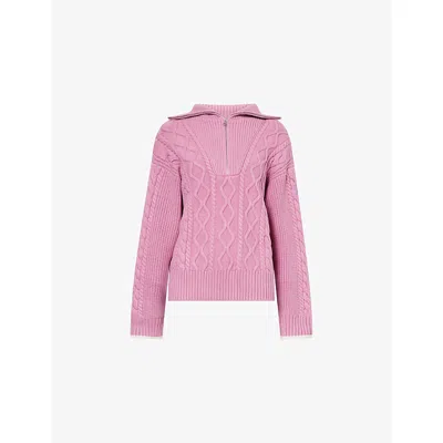 Varley Womens Mauve Orchid Didi Cable Knitted Jumper Xl In Pink