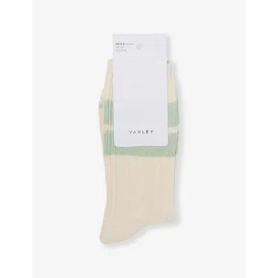 Varley Womens  Eagleson Soft Ribbed Cable-knit Socks In Egret/ Snow Sage