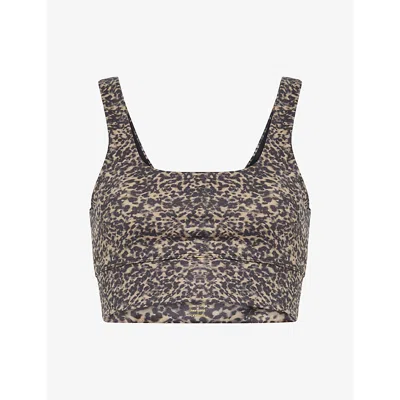 Varley Womens Prairie Sand Cheetah Freesoft Cori Square-neck Sports Bra