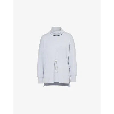 Varley Womens Freya High-neck Stretch-woven Blend Sweatshirt Mid Blue Marl
