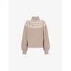 Varley Womens Light Taupe Marl Marcie Fairisle Yoke Knitted Jumper In Nude