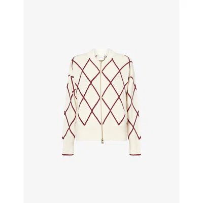 Varley Womens Ivory / Port Nile Dimond Stand-collar Cotton-knit Jacket In White