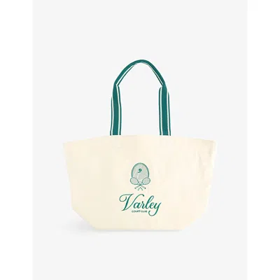 Varley Womens Ivory/forest Robinson Canvas Club Cotton Tote Bag